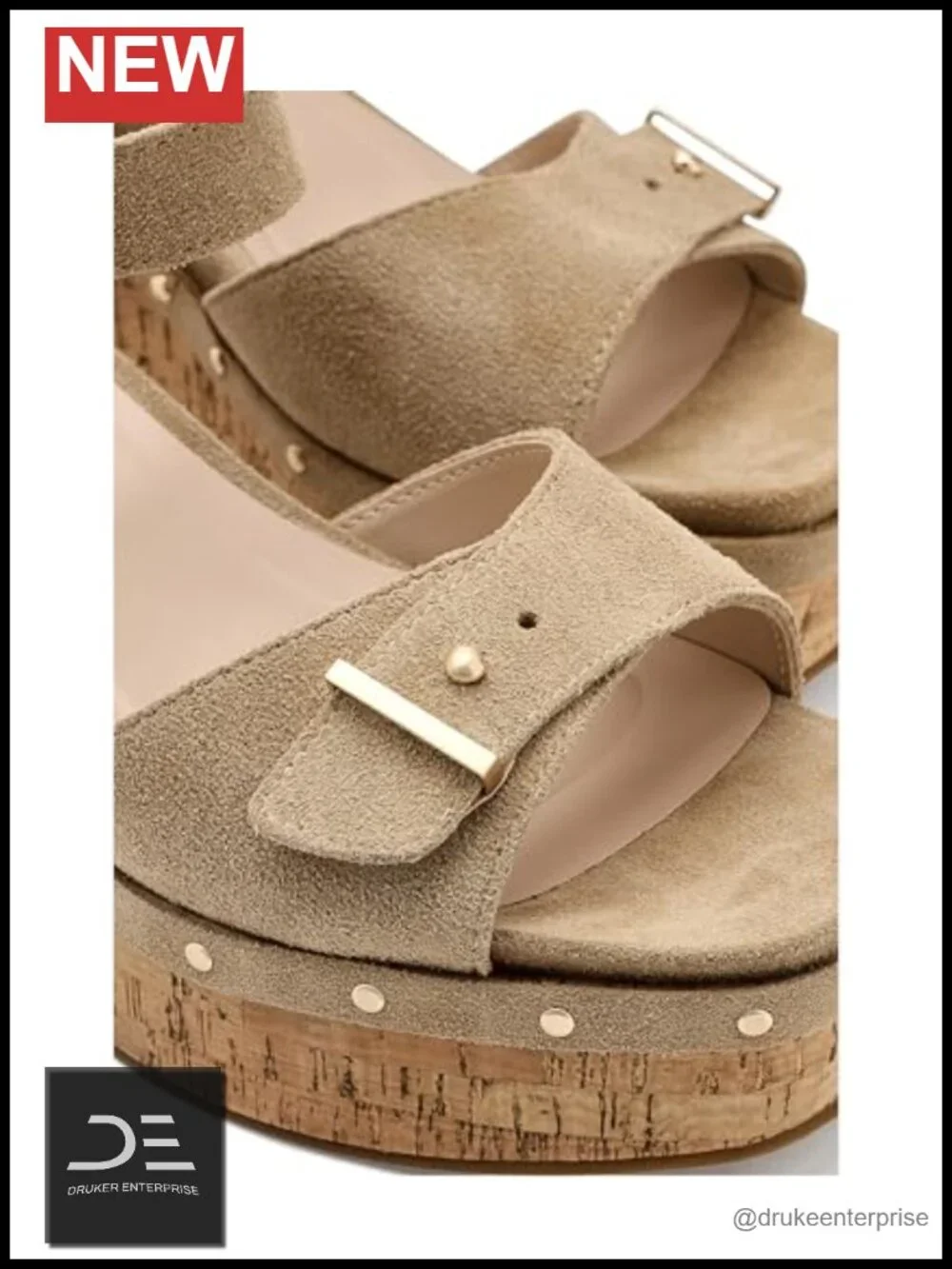 Women's Platform Wedge Sandals Suede Adjustable Buckle Square Toe